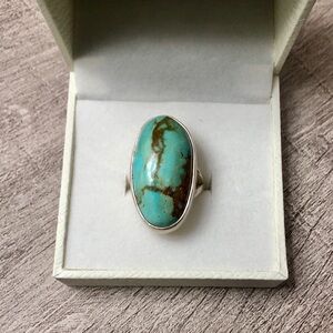 Large Turquoise and 925 Sterling Silver Women's Ring